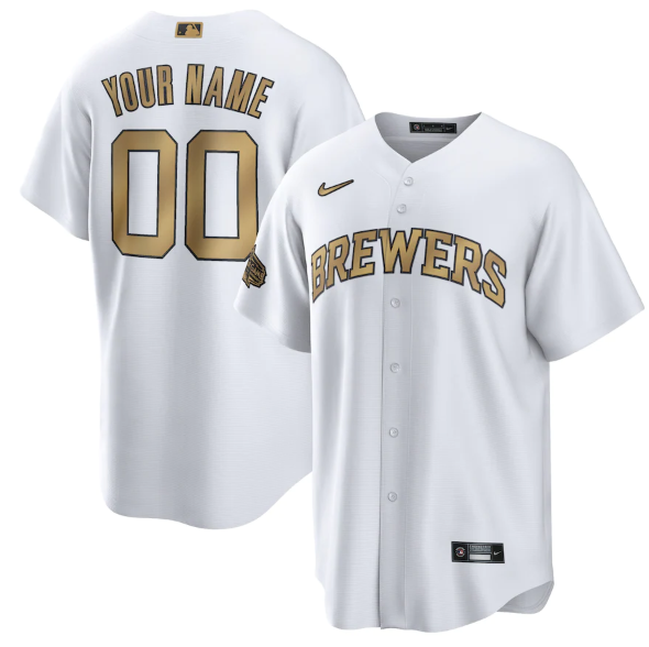 Men's Milwaukee Brewers Active Player Custom 2022 All-Star Cool Base White Stitched Baseball Jersey